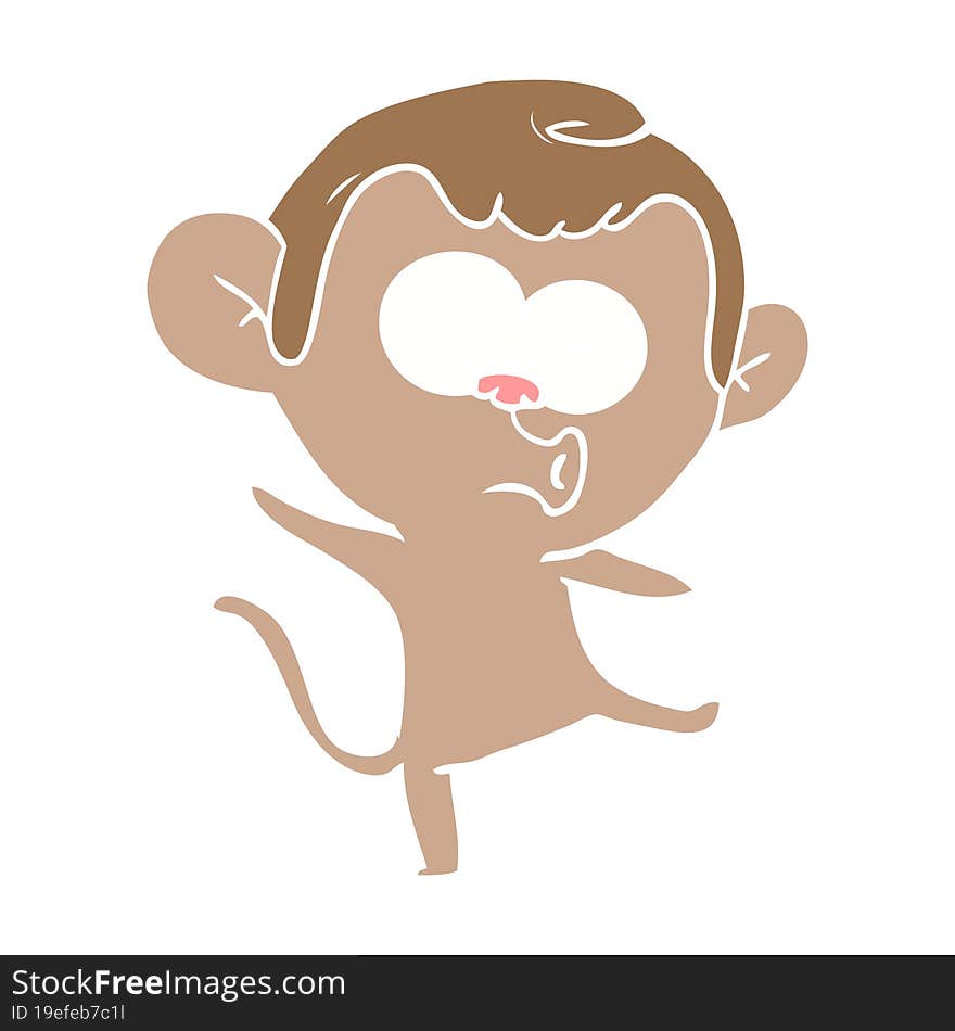 flat color style cartoon surprised monkey