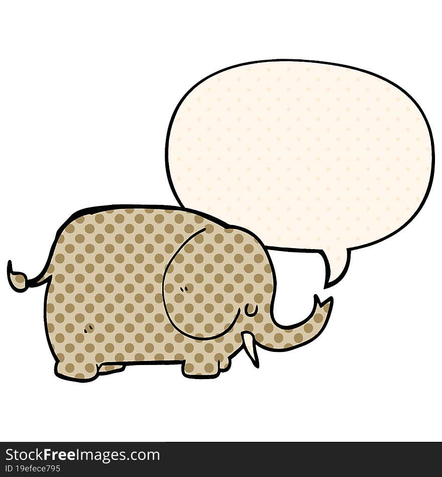 cartoon elephant and speech bubble in comic book style