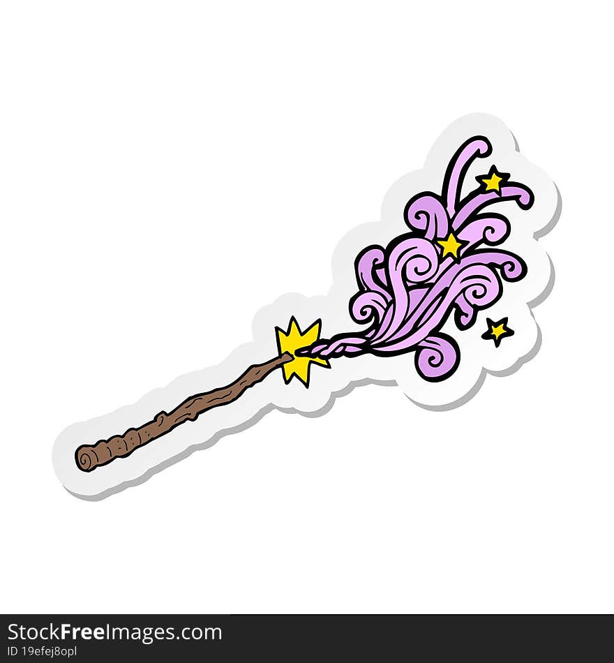 Sticker Of A Cartoon Magic Wand