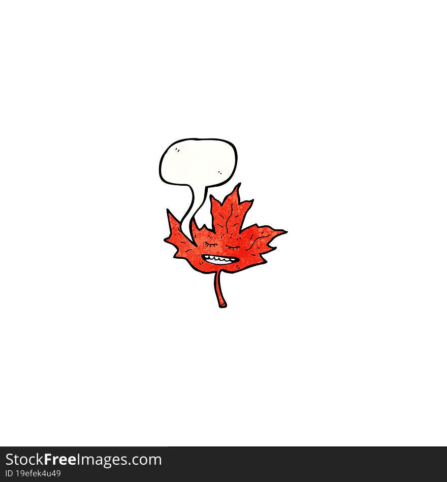 cartoon maple leaf with speech bubble