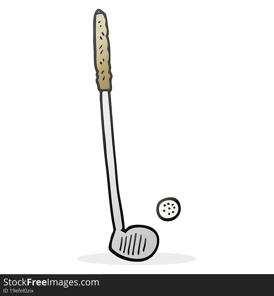 freehand drawn cartoon golf club