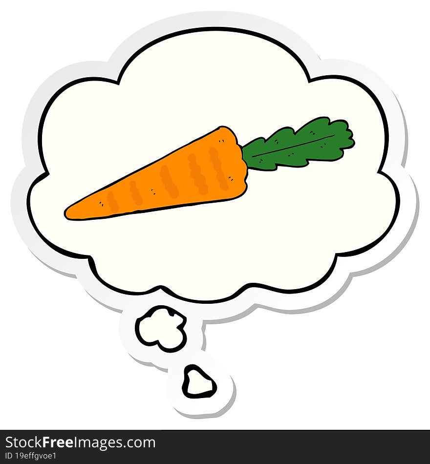 cartoon carrot with thought bubble as a printed sticker