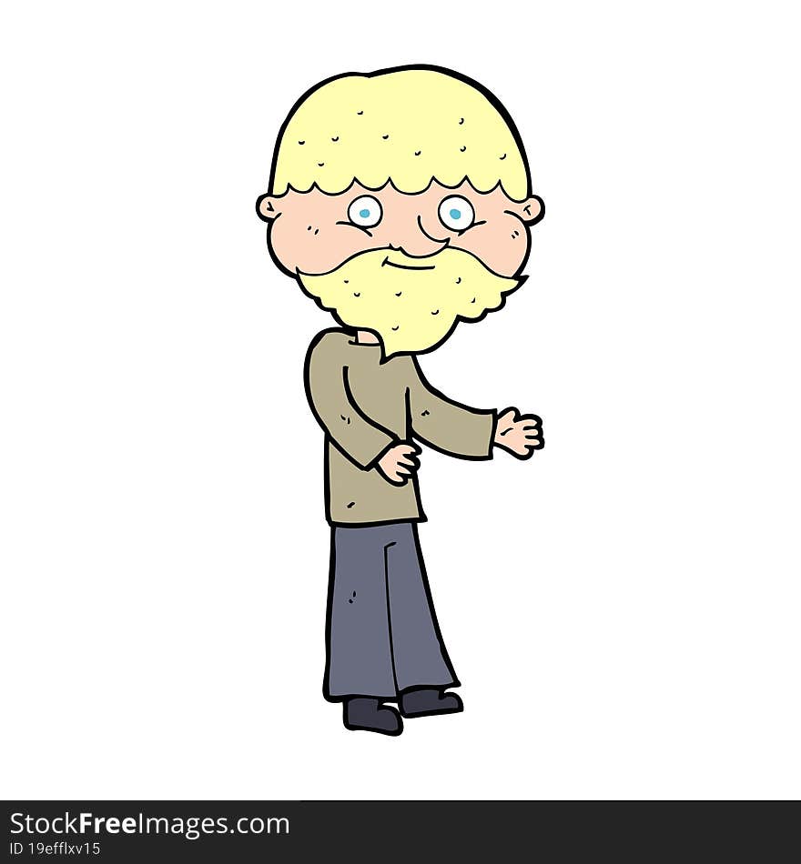 Cartoon Happy Bearded Man