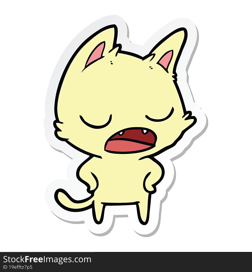 sticker of a talking cat cartoon