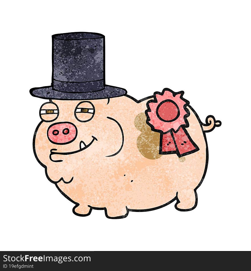 textured cartoon prize winning pig