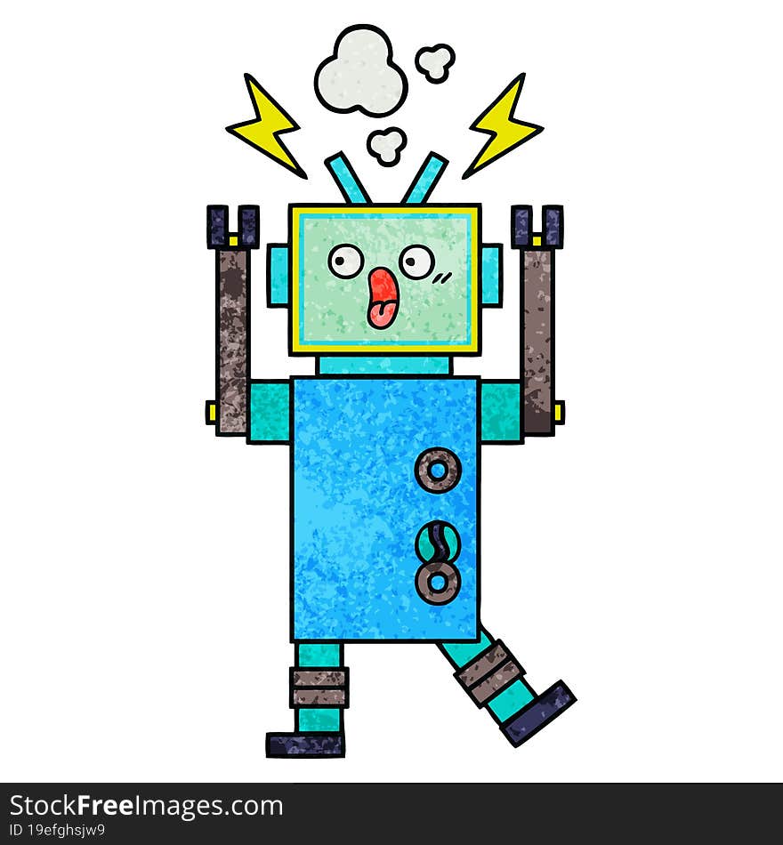 Retro Grunge Texture Cartoon Robot