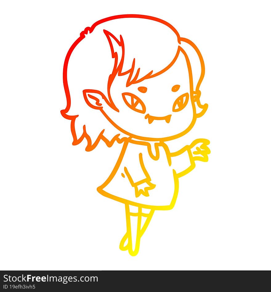 warm gradient line drawing cartoon friendly vampire girl