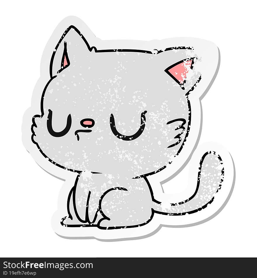 distressed sticker cartoon of cute kawaii cat