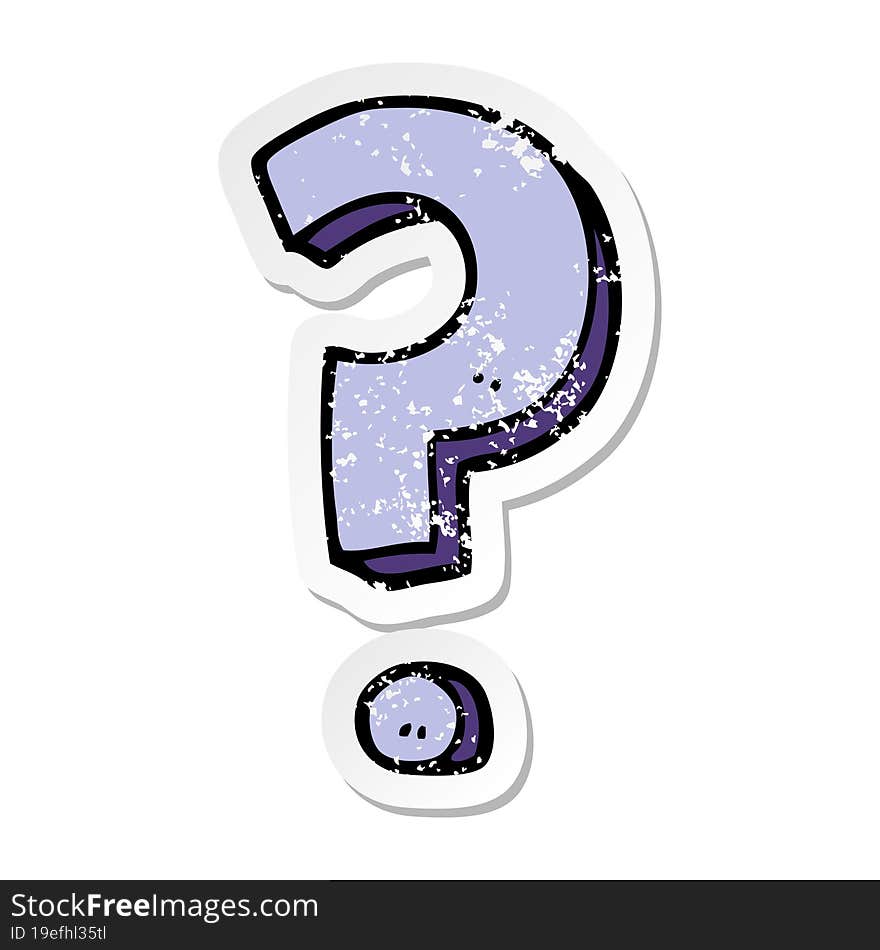 distressed sticker of a cartoon question mark