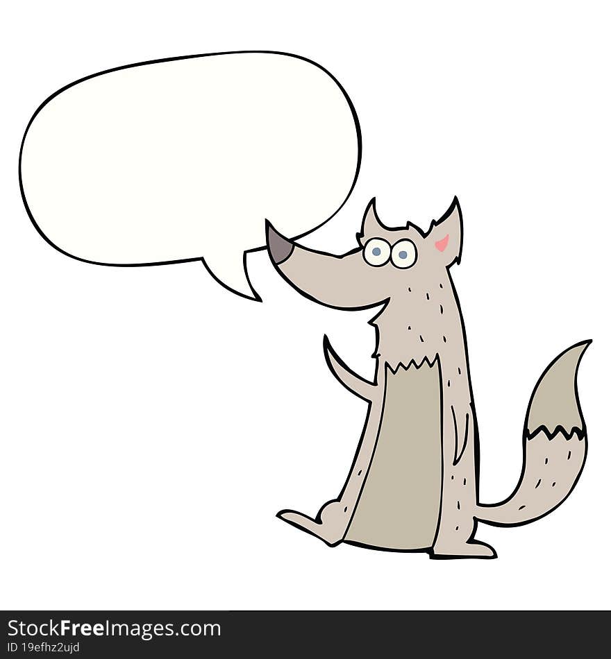 cartoon wolf and speech bubble