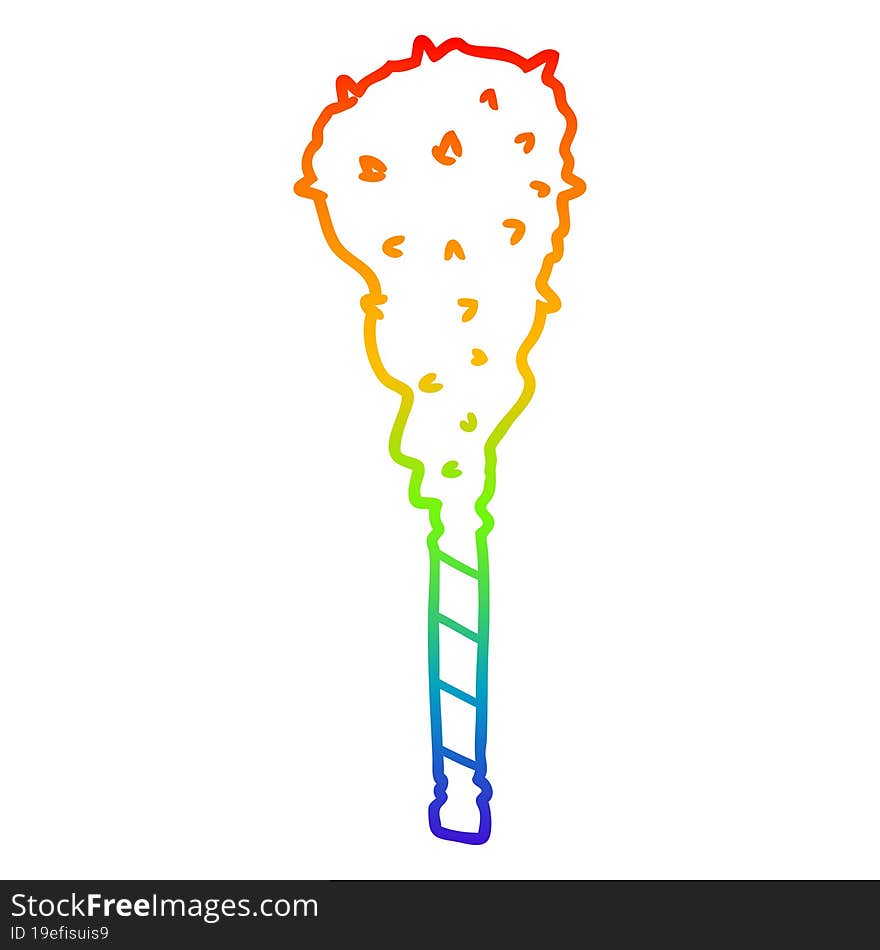 rainbow gradient line drawing of a cartoon primitive club