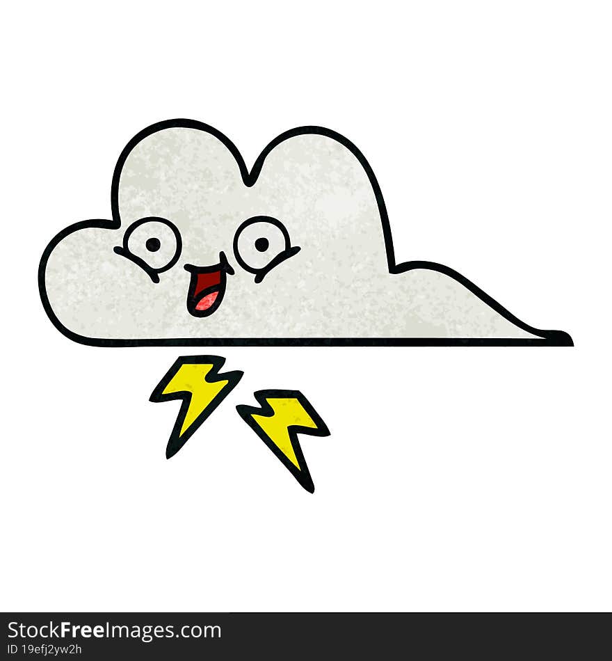 retro grunge texture cartoon thunder cloud