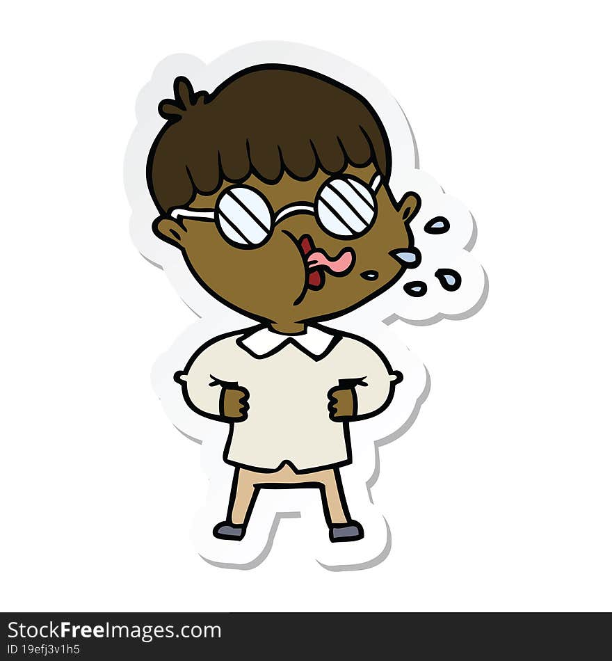 sticker of a cartoon boy wearing spectacles