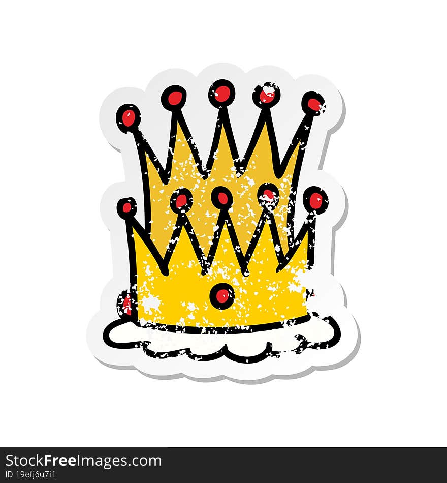 distressed sticker cartoon doodle of two crowns