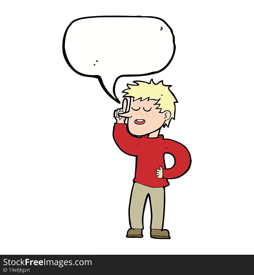 Cartoon Man With Idea With Speech Bubble