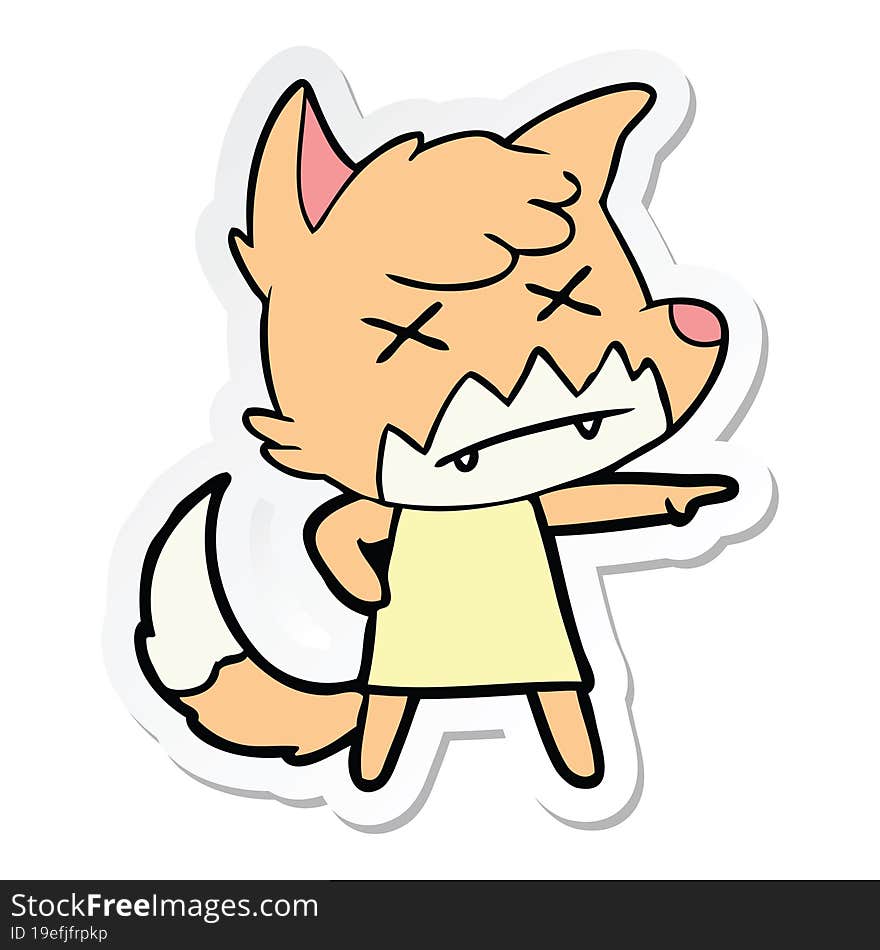 sticker of a cartoon dead fox