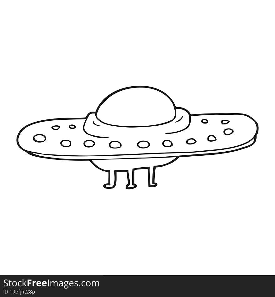 black and white cartoon flying saucer