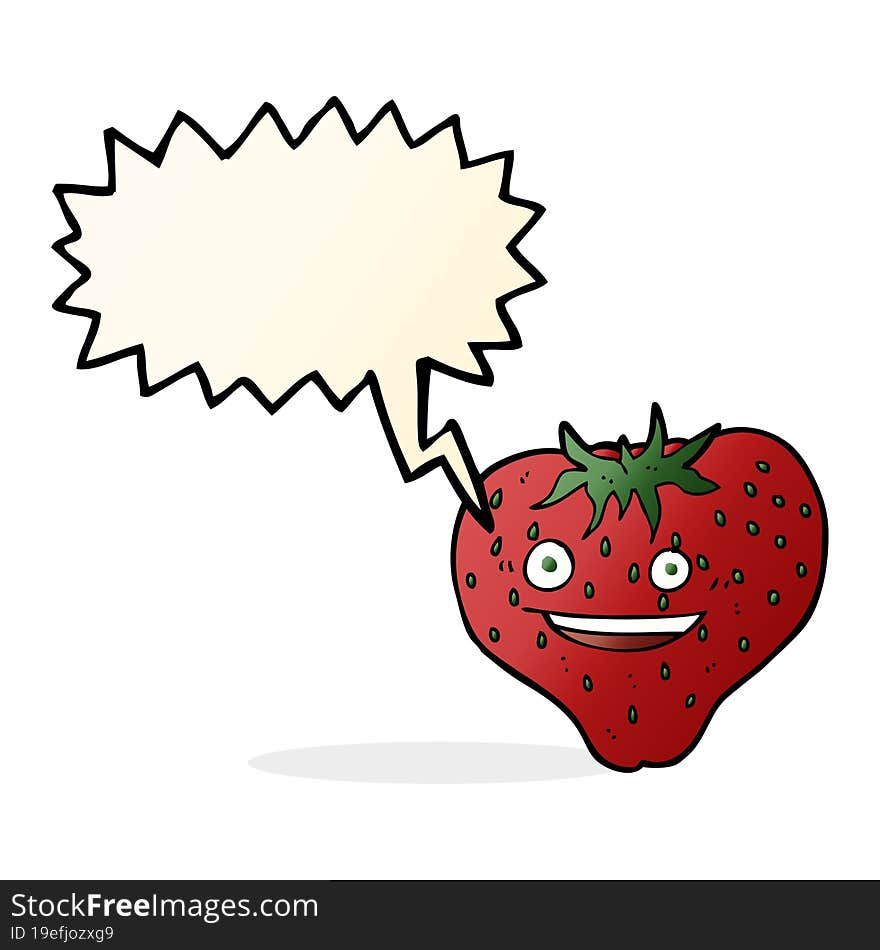 cartoon strawberry with speech bubble