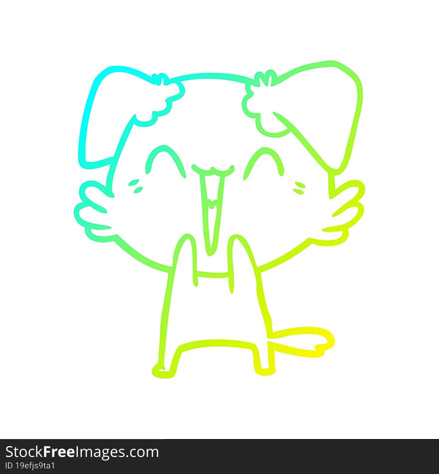 cold gradient line drawing happy little dog cartoon