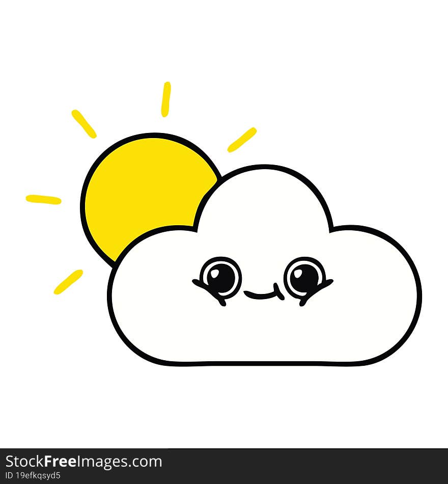 cute cartoon of a sun and cloud. cute cartoon of a sun and cloud