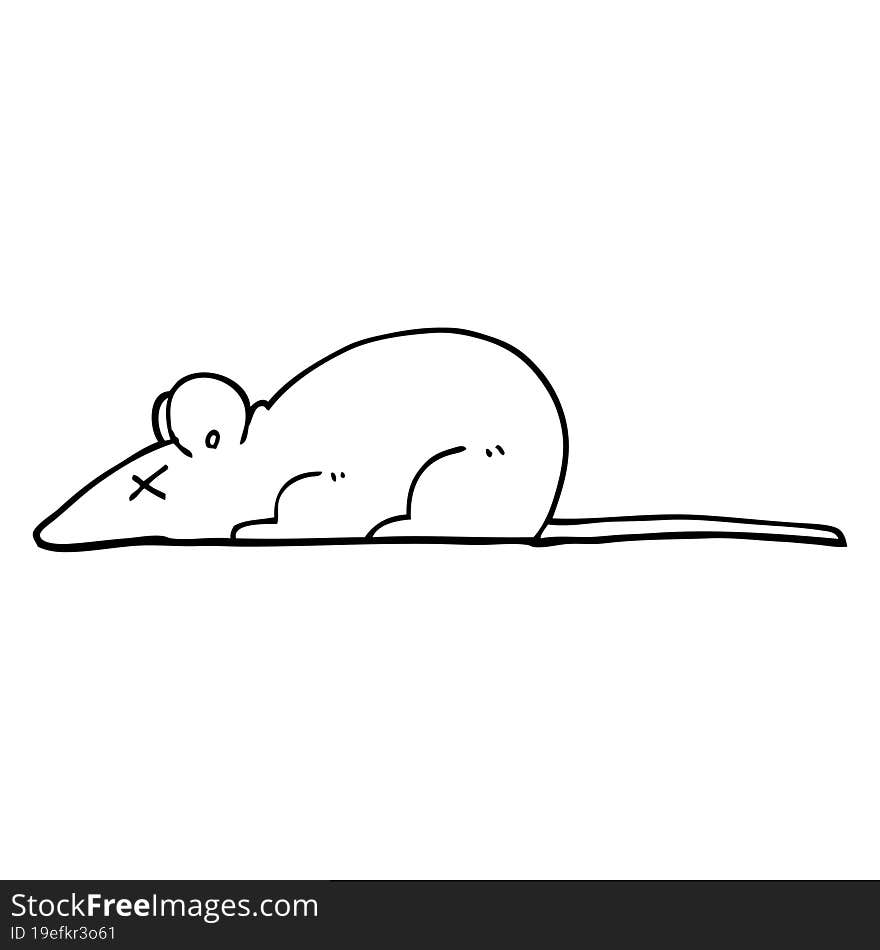 black and white cartoon dead rat