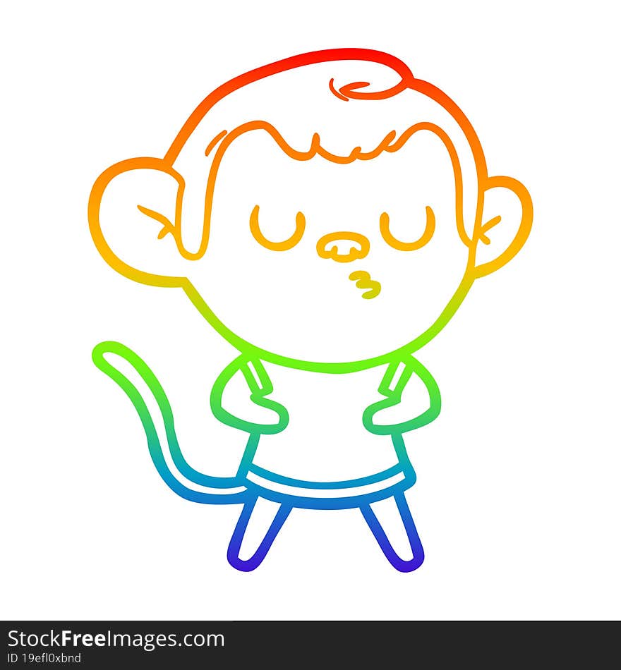 rainbow gradient line drawing cartoon calm monkey