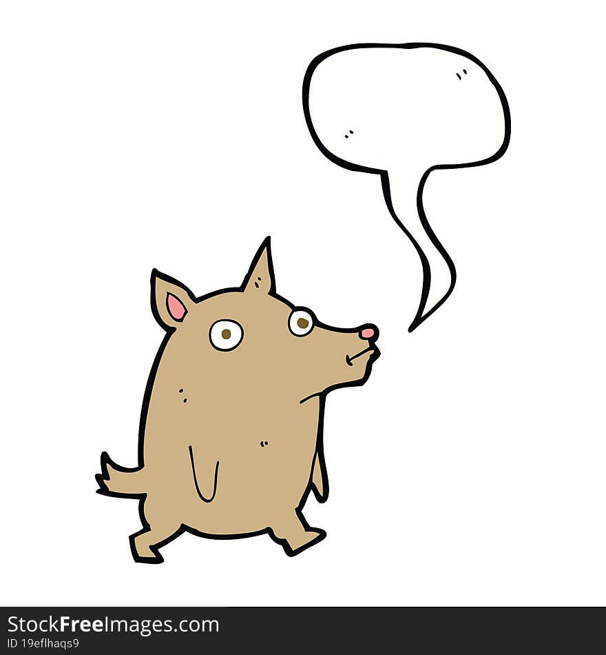 Cartoon Funny Little Dog With Speech Bubble