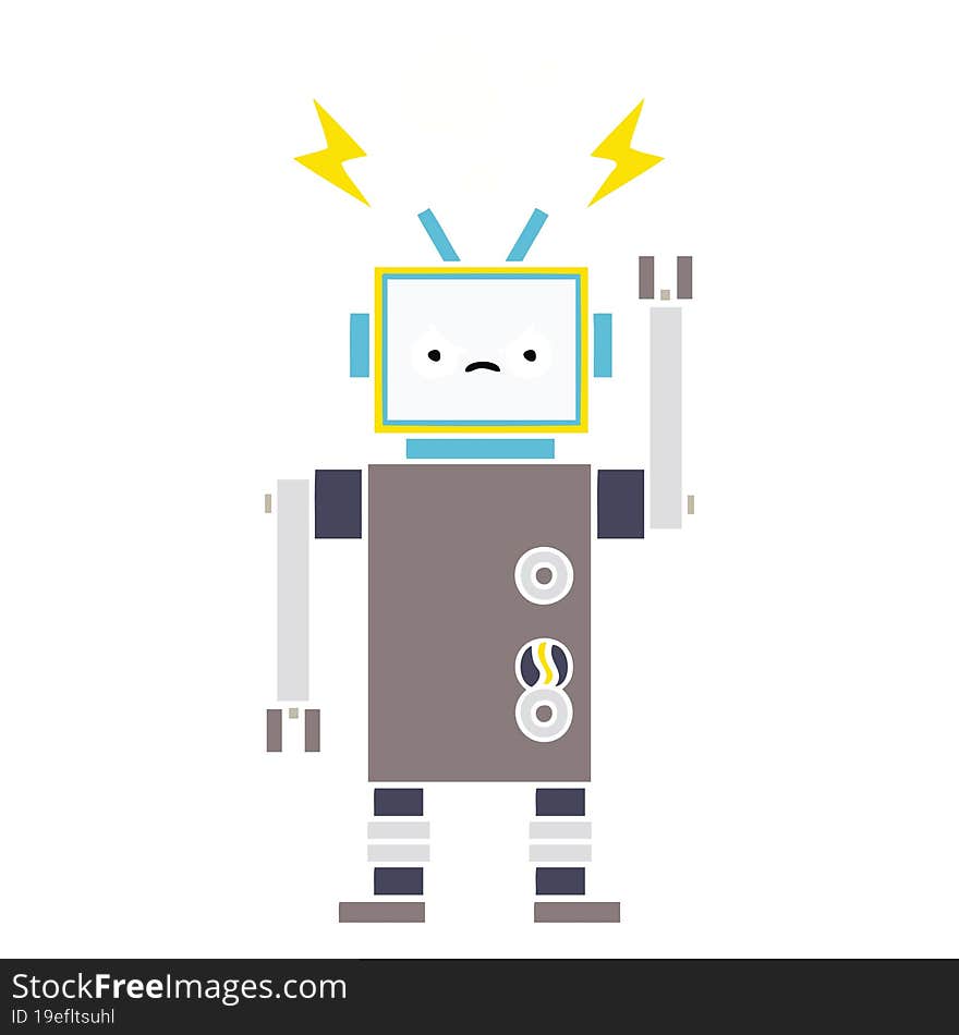 flat color retro cartoon of a robot