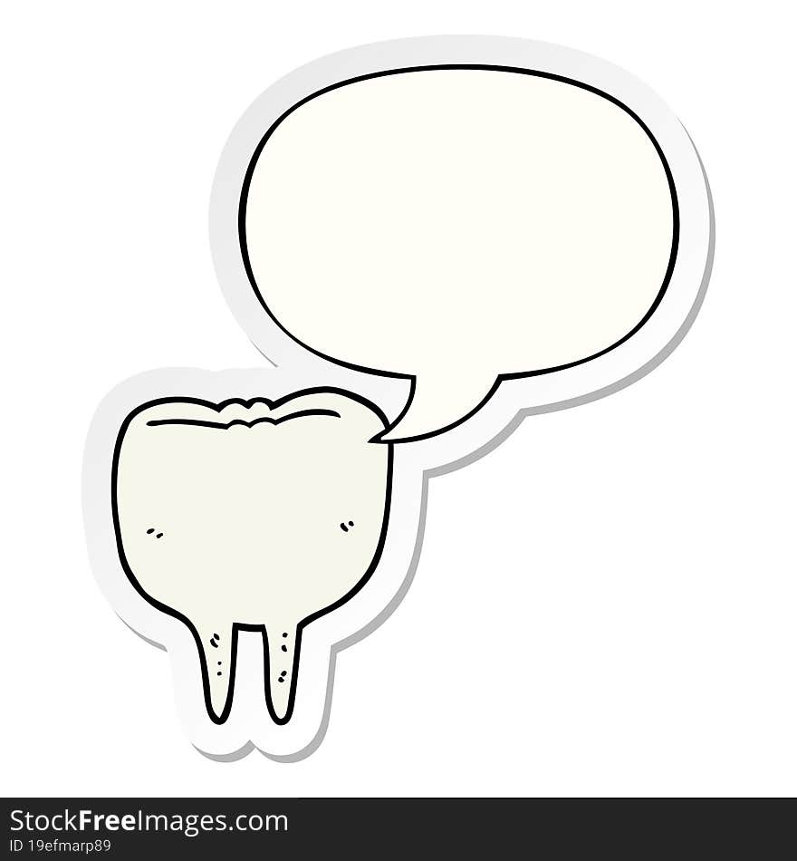 cartoon tooth with speech bubble sticker. cartoon tooth with speech bubble sticker