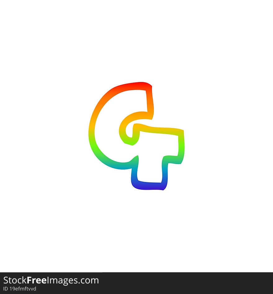 rainbow gradient line drawing of a cartoon letter g