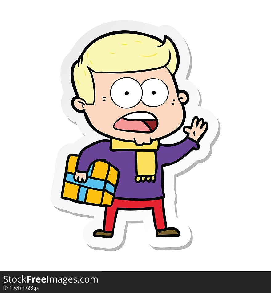 Sticker Of A Cartoon Shocked Man