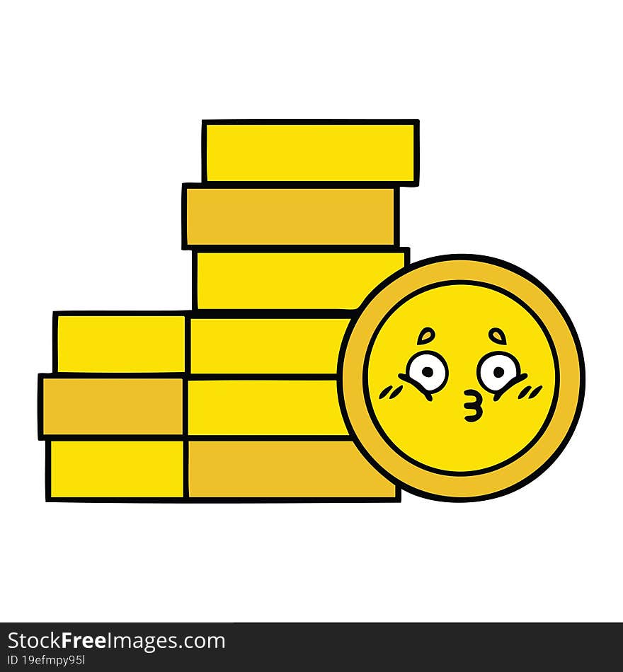 cute cartoon of a coins. cute cartoon of a coins