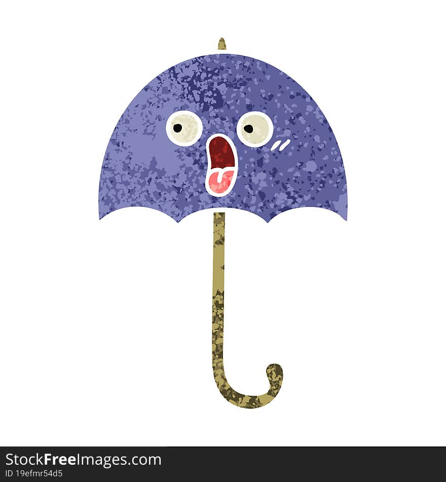 retro illustration style cartoon umbrella