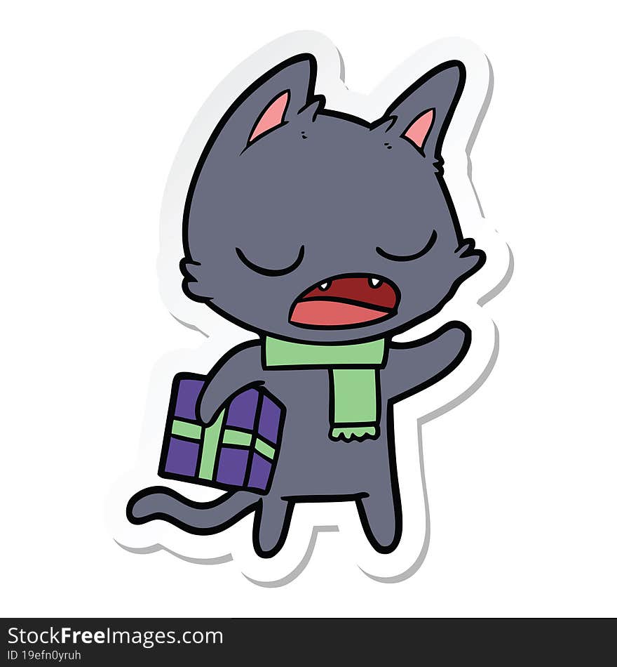 sticker of a talking cat cartoon