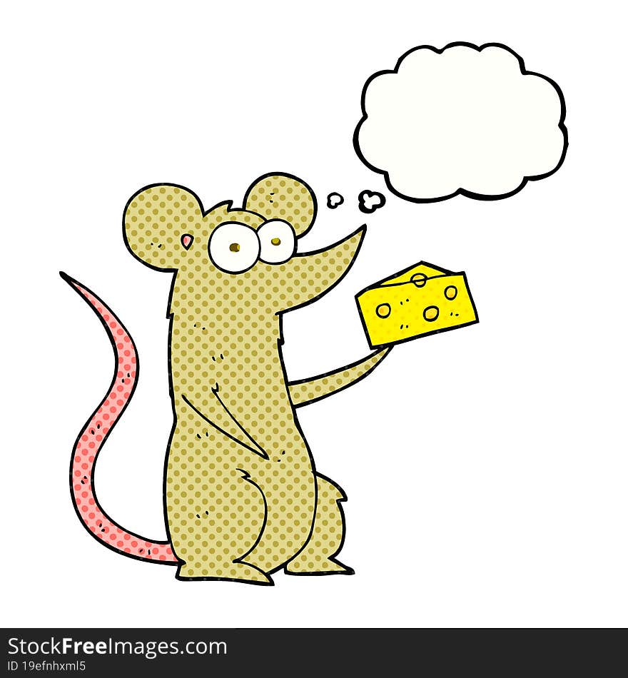 thought bubble cartoon mouse with cheese