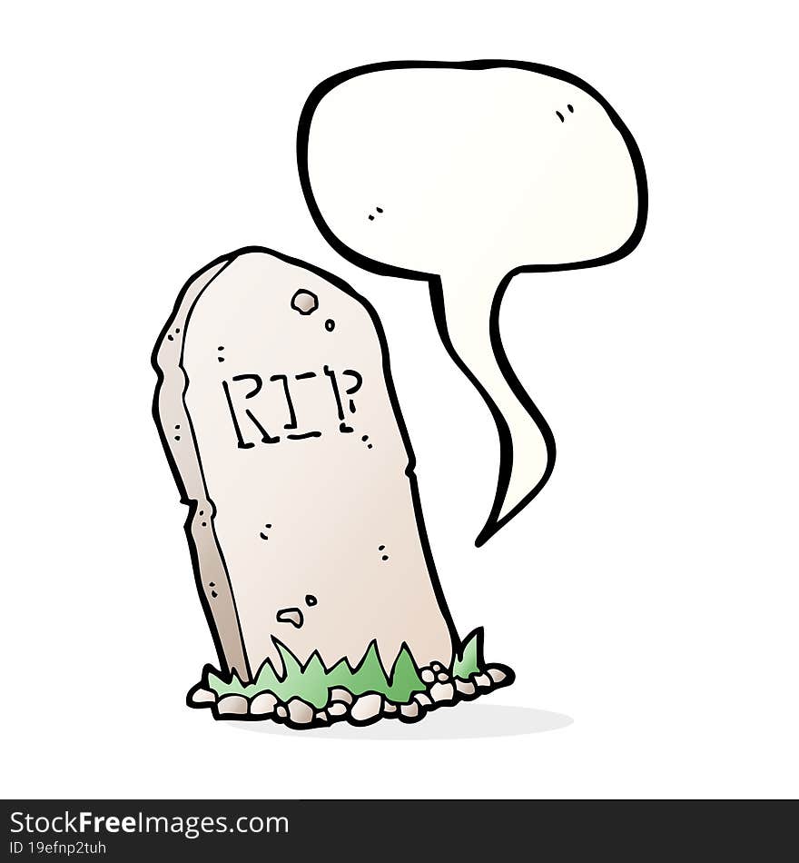 Cartoon Spooky Grave With Speech Bubble