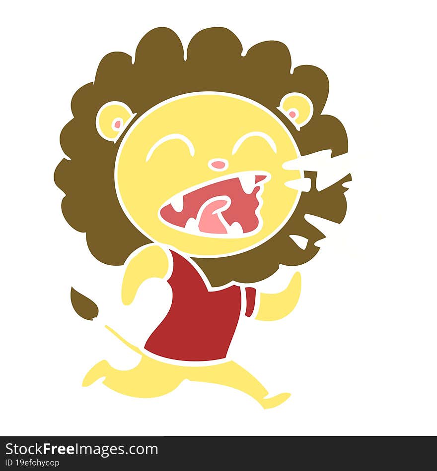 flat color style cartoon roaring lion