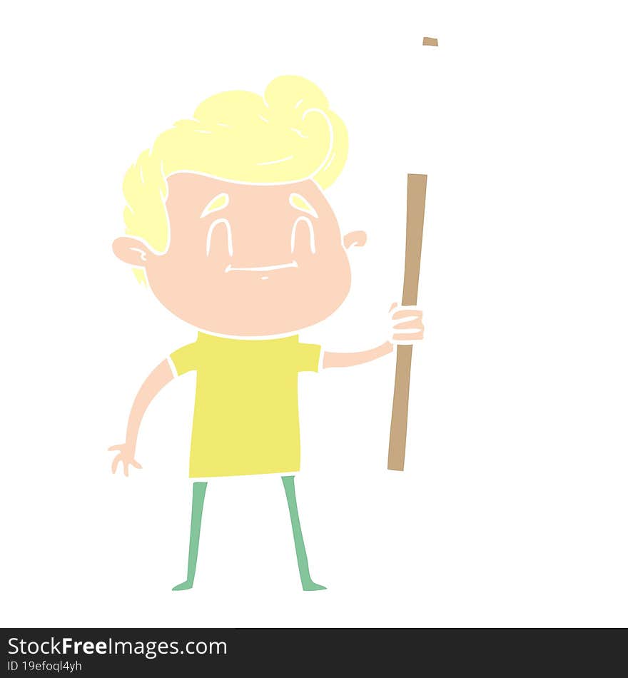 happy flat color style cartoon man with sign