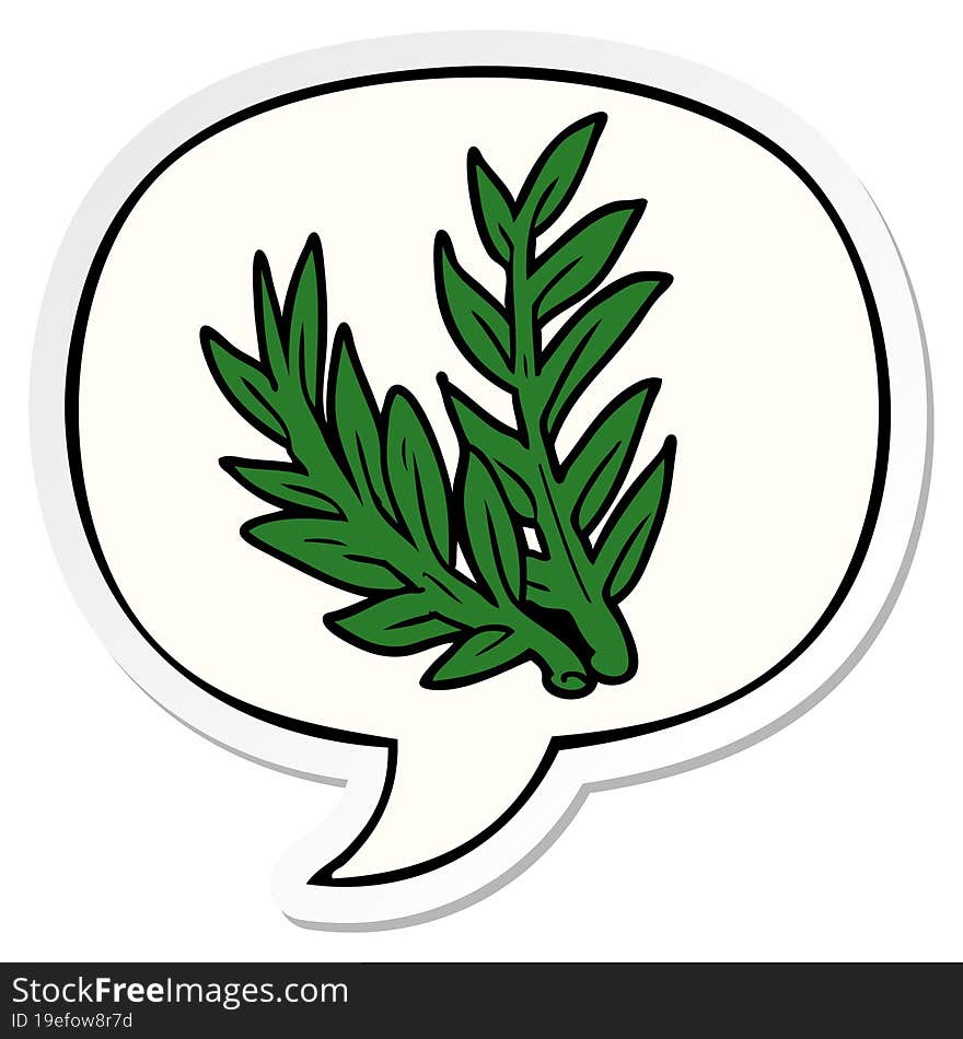 cartoon plant and speech bubble sticker