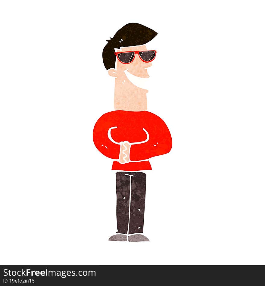 cartoon grinning man wearing sunglasses