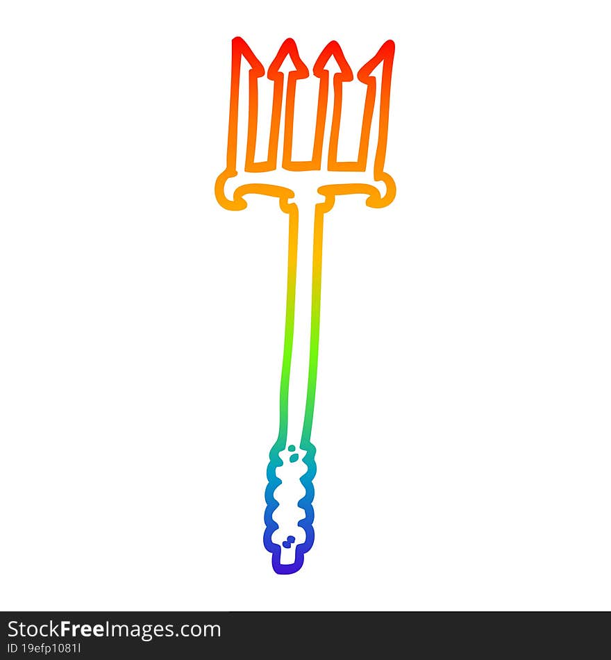 rainbow gradient line drawing cartoon trident