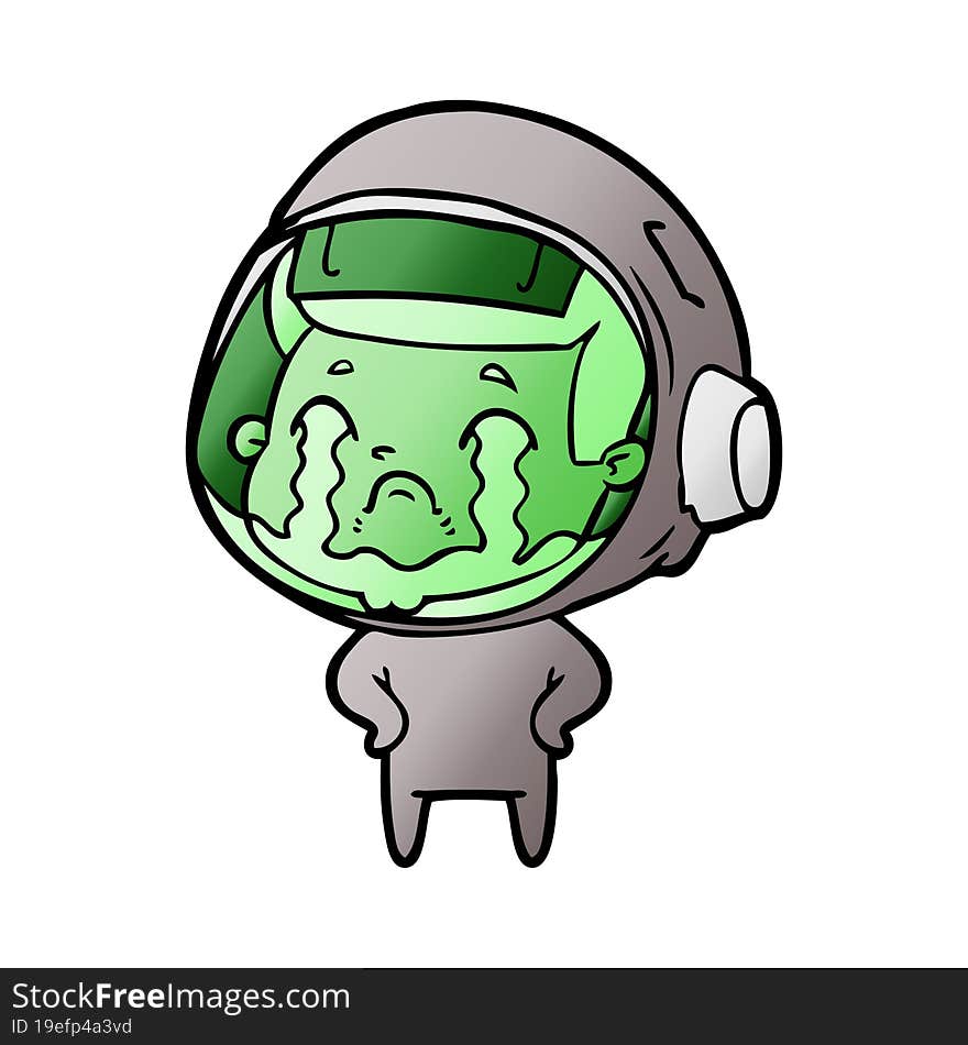 cartoon crying astronaut. cartoon crying astronaut