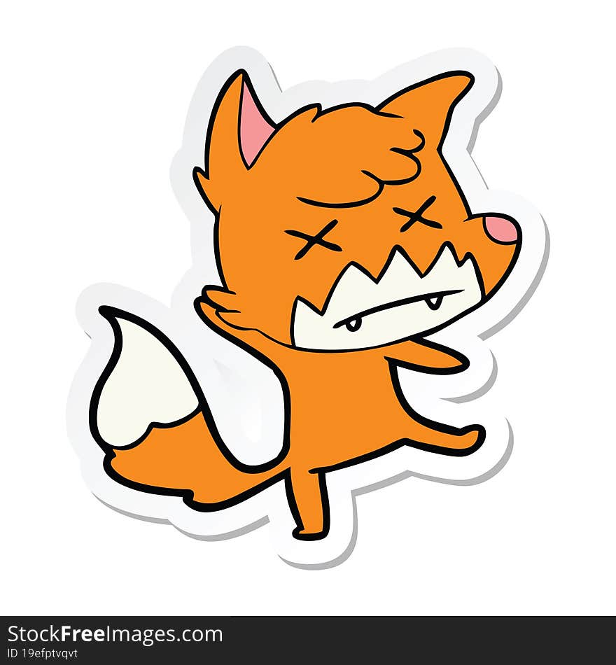 sticker of a cartoon dead fox