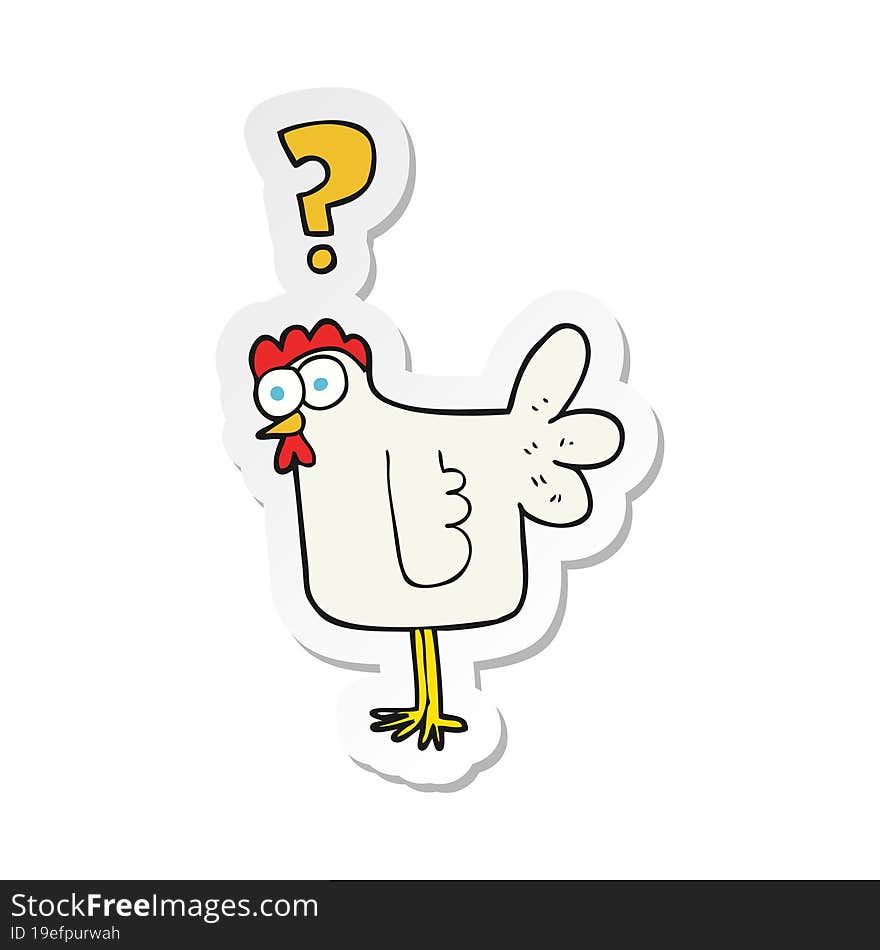 sticker of a cartoon confused chicken