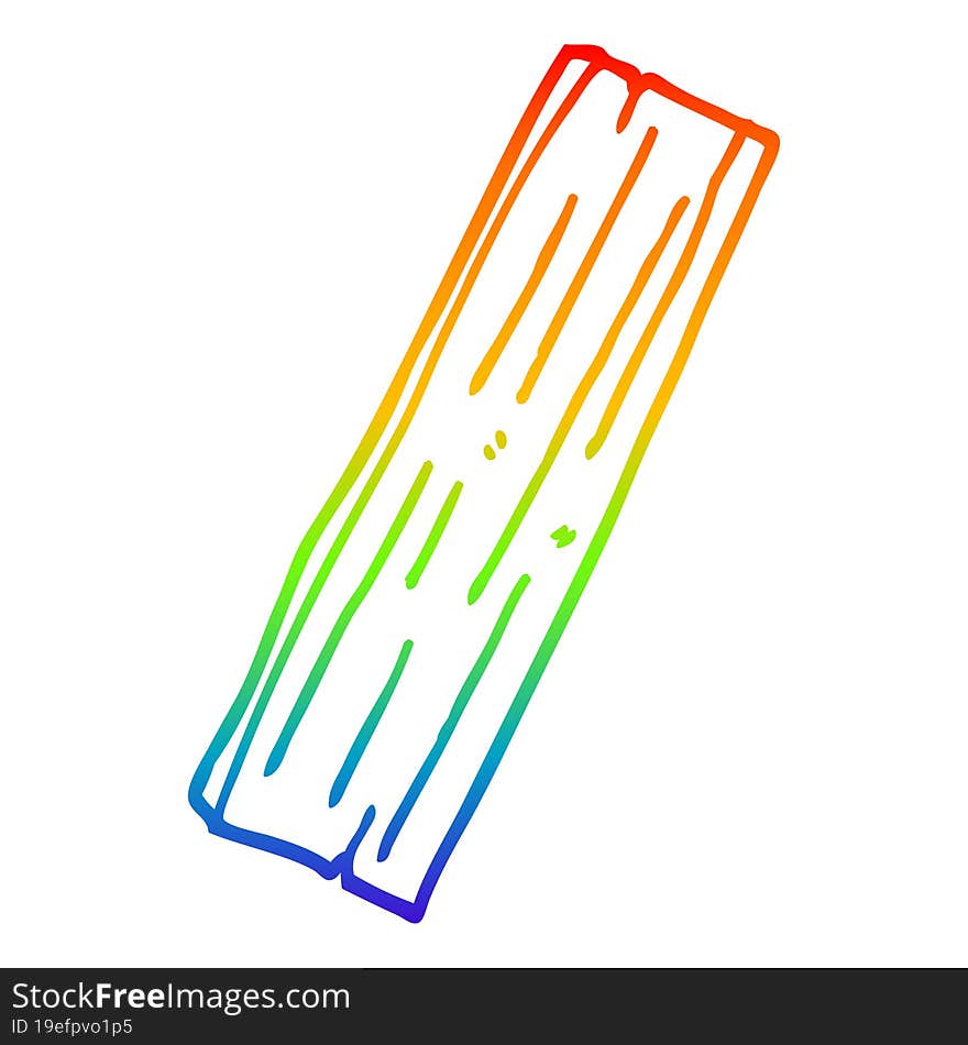 Rainbow Gradient Line Drawing Cartoon Plank Of Wood