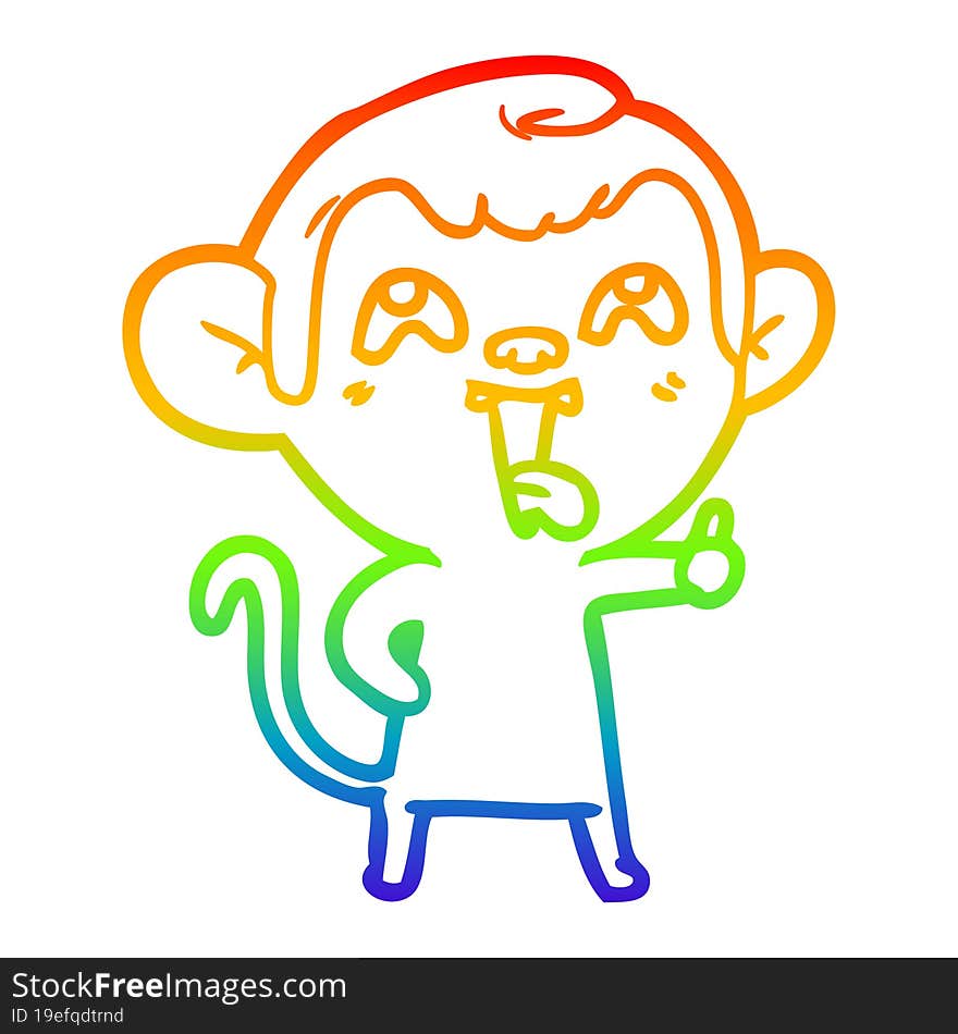 rainbow gradient line drawing crazy cartoon monkey