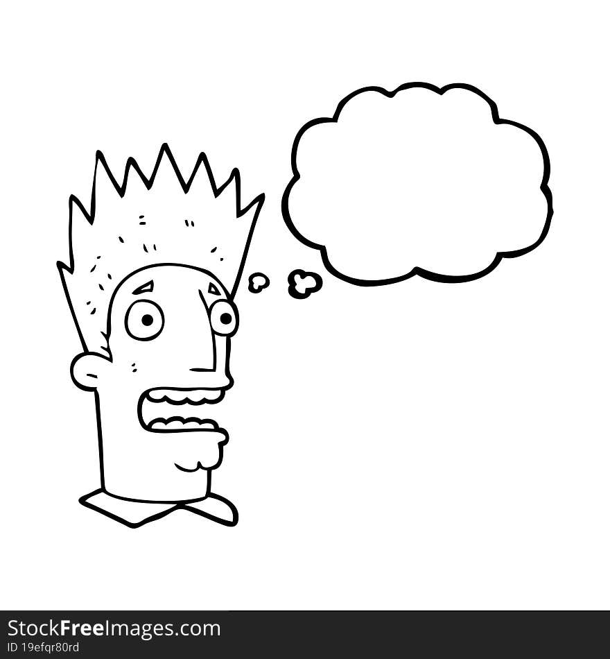 freehand drawn thought bubble cartoon shocked man