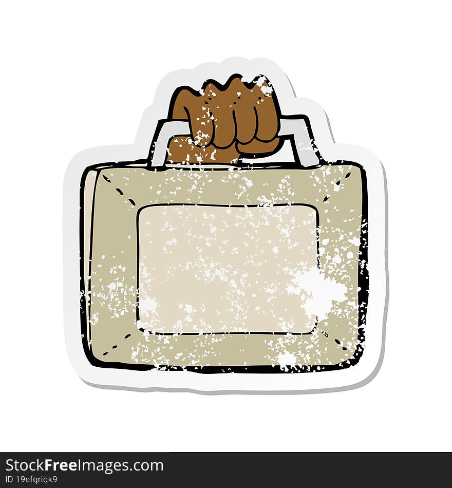 retro distressed sticker of a cartoon briefcase