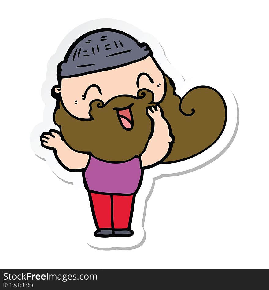 sticker of a happy bearded man