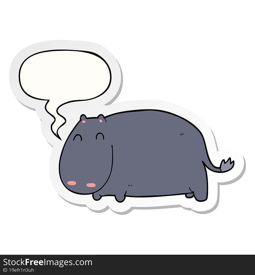 cartoon hippo and speech bubble sticker